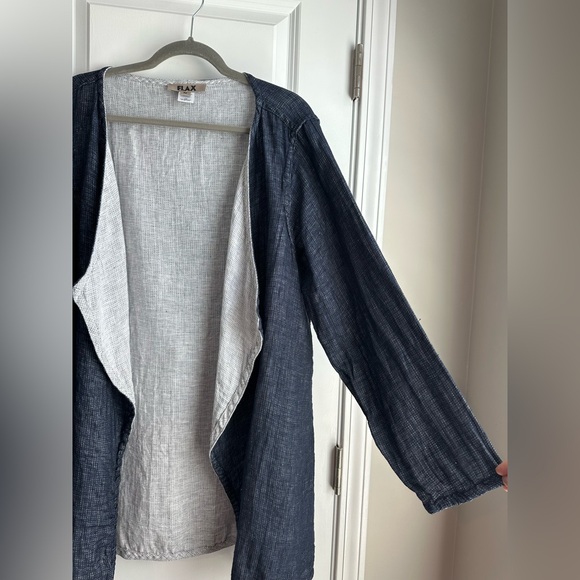 FLAX Women’s Linen Encore Reversible Jacket Navy Lava Size Medium - Picture 4 of 14